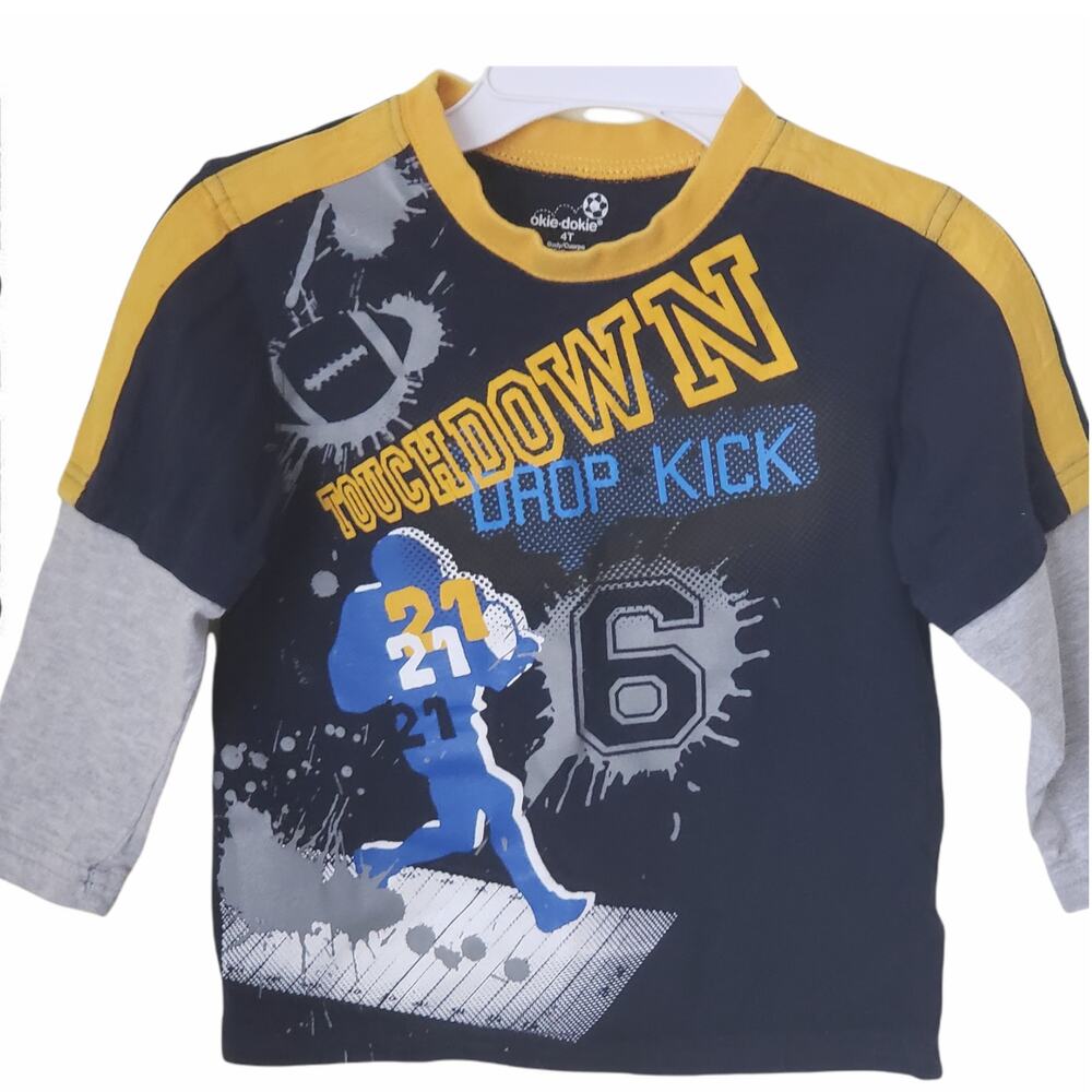 2 FOR $5 SALE Boy's Navy Blue And Gray Football Shirt Size 4T